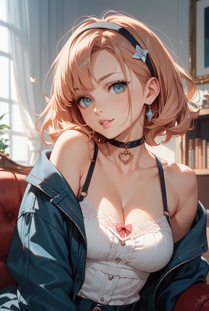 (Masterpiece, BestQuality:1.3), (ultra detailed:1.2), (hyperrealistic:1.3), (RAW photo:1.2), High detail RAW color photo, professional photograph, (Photorealistic:1.4), (realistic:1.4), professional lighting, perfect anatomy, (Big Breasts:1.2), (blush, detailed face), (cheerful Smile:1.5), Trending Hair&Trending Hairカラーをランダムに, earrings, necklace, bracelet, sexy, erotic sexy, Random sexy gravure poses, (A sexy beauty in a blue dress、She is posing for sexy pictorials while enjoying dinner at a fancy restaurant.。Pink curly hair。:1.3)