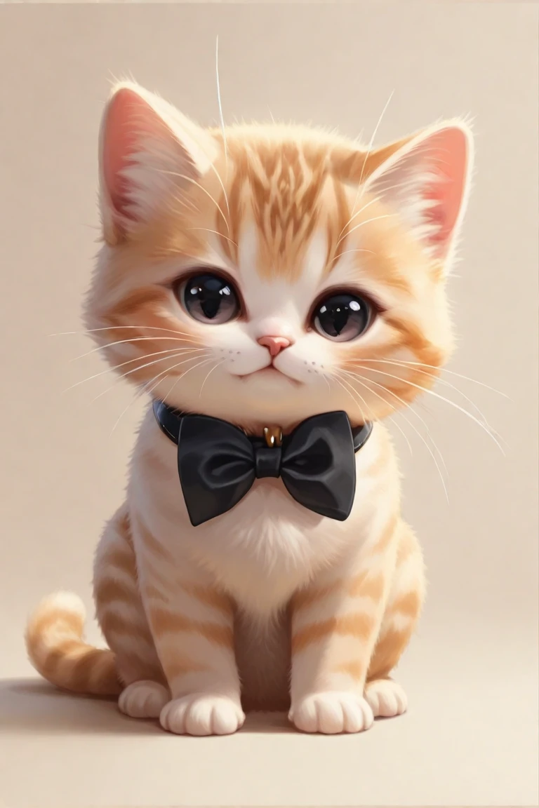 Kitten with a black bow tie collar