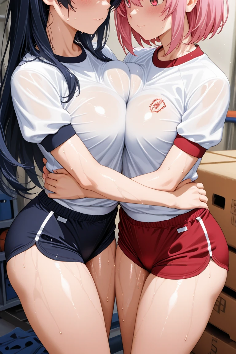 :1.5,Ochako Uraraka, sorry、I have brown hair., Lewd expression, Bodysuits, Big Lips, outside, Curvy、((Strong man、a boy is grabbing girl’s breasts from behind、Overflowing Sex Fluids))