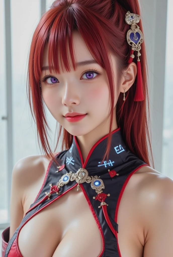 tuopa
1girl
bangs
black gloves
breasts
eyebrows visible through hair
gloves
hair between eyes
hair ornament
looking at viewer
multicolored hair
open mouth
outdoors
parted lips
red hair
rubble
ruins
short hair
silver hair
solo
streaked hair
upper body