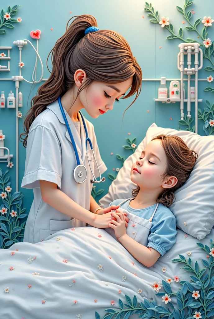 mama , Nurse and Juan, hospitalized child