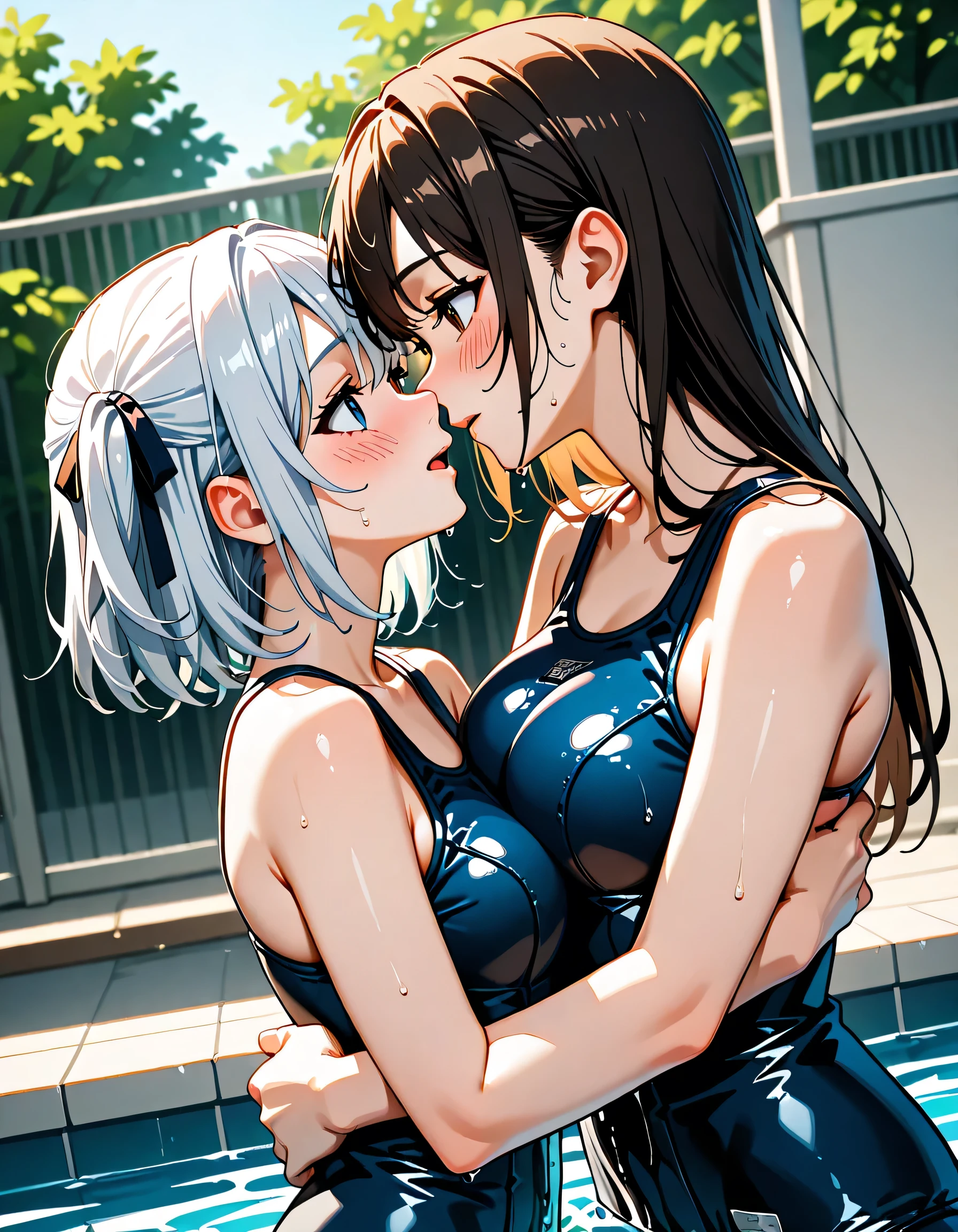 Two Women Masturbating for the Camera, totally naked and very wet, looking to the camera, they are kissing