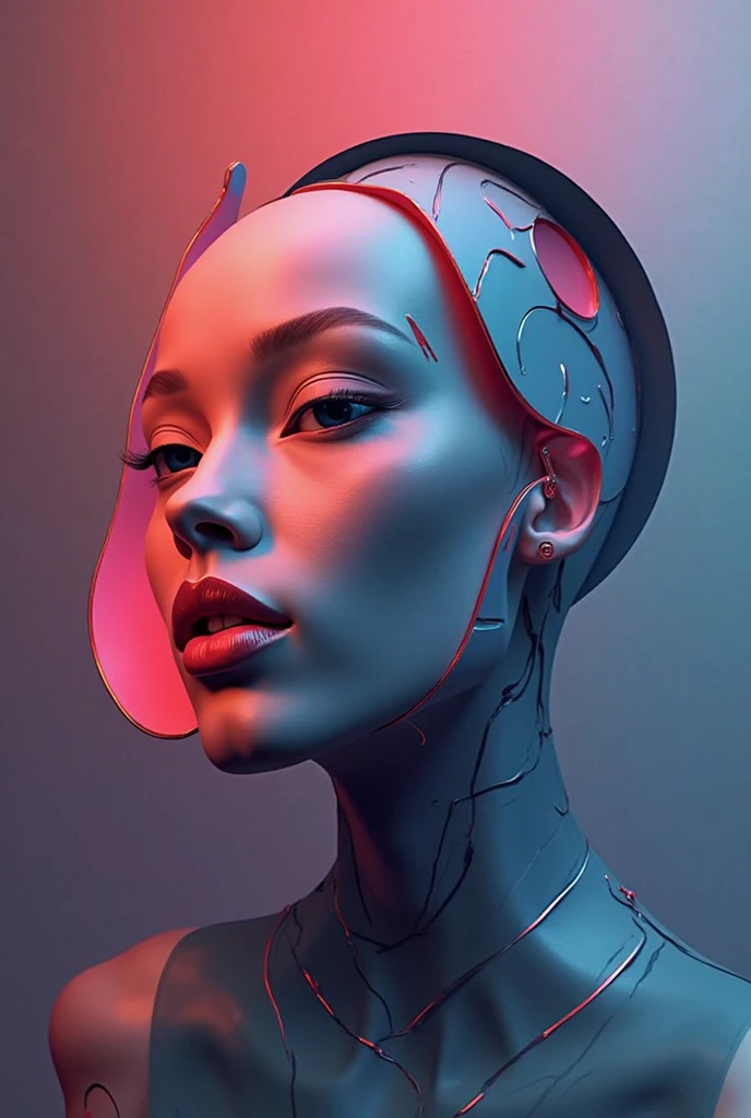 Create a logo for "Roya Glam," a modeling agency specializing in AI models. The design should seamlessly blend elements representing both human and AI models. Incorporate sleek, modern aesthetics that reflect sophistication and innovation. Consider using abstract or geometric shapes to symbolize the fusion of human beauty and advanced technology, with a color palette that exudes elegance and futuristic vibes. The logo should capture the essence of cutting-edge fashion and the seamless integration of AI in the modeling industry

