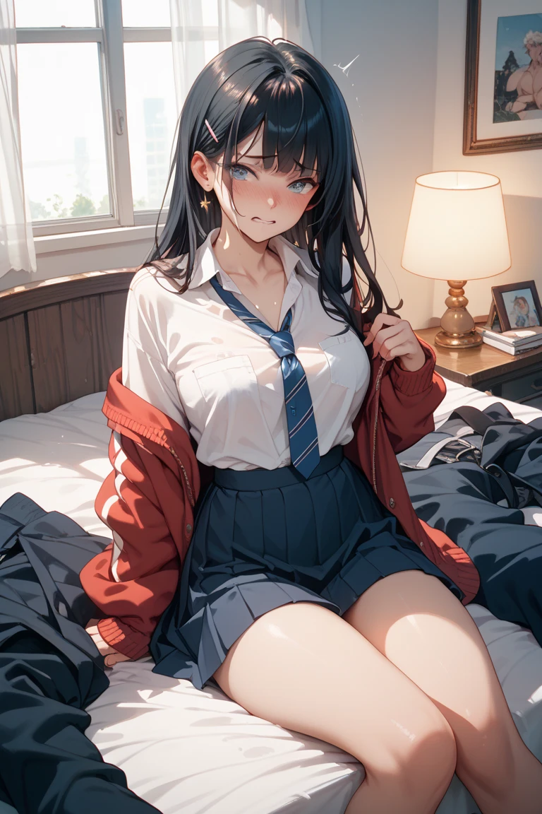 normal chest、Eyes closed、mouth open、blush、school uniform、Completely naked、girl、Are sleeping、A large amount of semen is sprayed、vaginal ejaculation