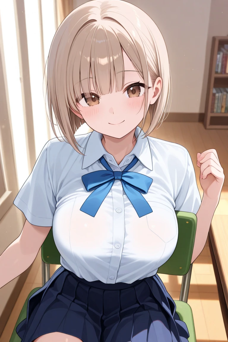 anime, (masterpiece), (Highest quality), (Very detailed), (best shape), (Best Shadow), (absurdes), (Detailed Background), (so beautiful), Shiny, Beautiful eyes in every detail, Extraordinary, Countershading, Detailed soft lighting, an exquisite animation shape, 8k, 32K, High resolution, unity 8k wallpaper, shape, anime style, Perfect lighting, Extremely detailed CG, Sakuragi Hand, blush, Embarrassing, A kind smile, (nsfw:1.4), Accidental exposure, Open your mouth, library, (Embarrassing:1.1), (blush:1.2), (shout:1.1), (Move a row:1.1), Sweat, Heavy breathing, ((Motion Lines)), arms up, light blue plaid pleated skirt, blue bow layered skirt, white frilled skirt, (shirt lift:1.2), white bra, show off bra, (skirt lift:1.3), white panties, panty pull, pussy, Expansion Division, ((1boy:1.7, a boy is grabbing girl’s breasts from behind) , Perfect body