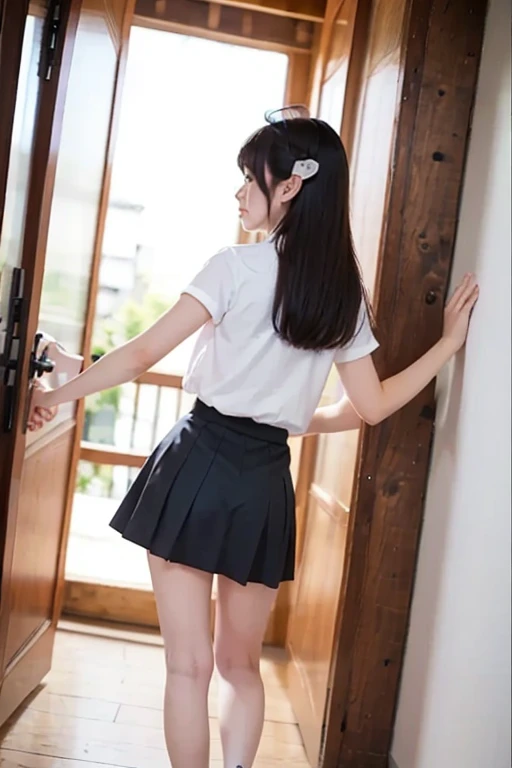 high school girl Low - Angle Panty shot Back view
