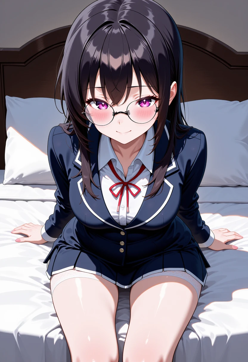 Schoolgirl uniform very short thigh high socks orgasm face mini skirt rei mizuna cosplay video