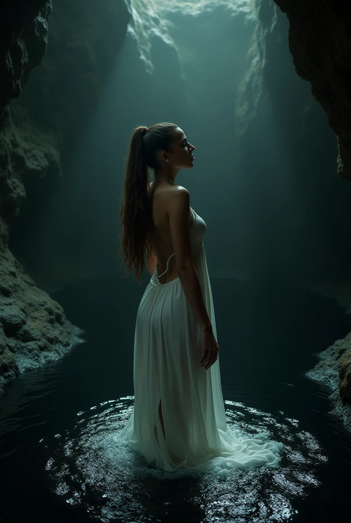 Create a woman coming out of a water tank