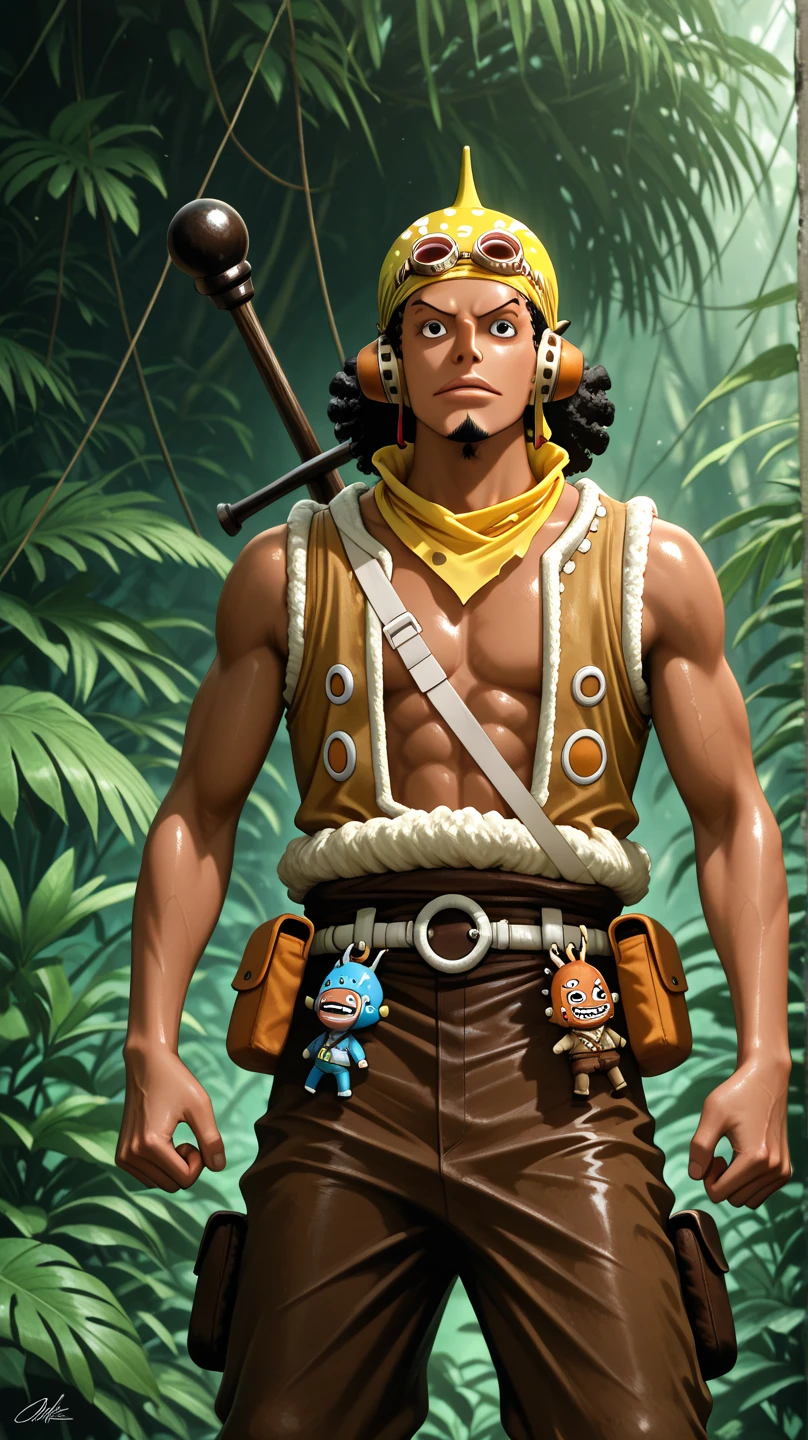 score_9, score_8_up, score_7_up, score_6_up, perfect , perfect proportions, best quality, masterpiece, high_resolution, high quality, best aesthetic, incredibly absurdres, highres, extremely detailed, huge filesize, mature, masculine, manly, virile, handsome, charming, alluring, bara, male focus, solo male, cowboy shot, dutch angle, source_anime \(Doraemon: Nobita and the Legend of the Sun King\), anime coloring \(Doraemon: Nobita and the Legend of the Sun King\), Coatl, Spear Master, DMCoatl, black hair, red eyes, long sideburns, chinstrap beard, jawline beard, eyes behind mask, dark-skinned male, Coatl_outfit01, Maya clothing, Maya helmet, blue helmet, plumed headdresses, feathers, half mask, blue mask, hoop earrings, Maya necklace, blue shoulder cape, short cape, upper arm armor, brown arm armor, jaguar spot wristband, ,  abdomen, Maya wraparound skirt, light-blue skirt, male skirt, dark blue girdle, dark blue hip cloth, jaguar spot legbands, Maya sandals, outdoors, Maya Architecture, Mesoamerican pyramids, evil grin, lying on ground, on back, jungle, , hand behind head, blush, bashful, sweaty, arm hair, leg hair