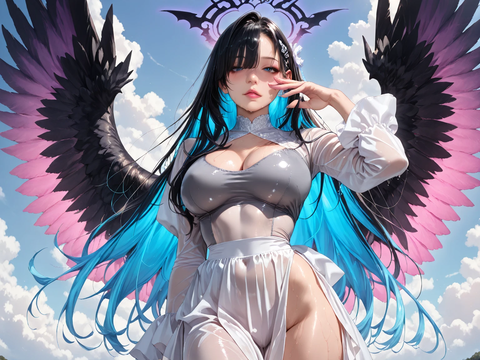 Blazer、High school girl uniform、Red checked skirt、JK style、jaket、to stand、A sexy、A slight smil、garterbelts、knee high socks、panthyhose、Beautifying the world、Unhappy、Transcendent beauty、Beautiful shape、wretched、ghosts、wraiths、Evil Spirit、Beautiful、boredom、Unusual beauty、Bewitching、Fornication、Hard Dark Gothic Makeup、twin-tail hair、Black Dark Eyeshadow、slaves、crying how bright、mourn、Sad songs、Good skin luster、Long hair straight hair、Dark Gothic Makeup、Dark smile、Expressions of sexual arousal、Fragrant beauty、age19、seductiv、look down from above、 slightly plump thighs、Strong sexual pleasure facial expressions、A look of shame、open your legs a little、masturbation、Obscene look、Stained glass background、masutepiece、Best Quality、Ultra-detailed、Refers to 5 books、Sweat glitters on my shoulders、Sweat glitters on my chest、Glitter of sweat on your face、Glitter of sweat on your thighs、Put your hand deep in your crotch、Panting look、Expression of sexual pleasure in anguish、Sweating profusely、Drunken face、Nasty Woman、pinkhair,