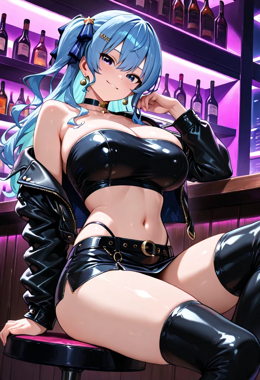 4 girls 、(Black skin gyaru:1.3, White skin gyaru:1.3, gyaru:1.2, punk hairstyle、Random races, Blue hair color、Mischievous Smile), glad、Smiling、one eye closed、put out the tongue、、Tsundere、、（Akkanbe）, Chilarism、(nightclub:1.5, nightclub lady:1.2, Nightlounge:1.2, lounge girls:1.3, neon Light and Dark)、Upper body portrait、drink alcohol、Drunkards、Fun atmosphere、sexy lady, showing pussy, 3 fingers inside her pussy, showing tits with pierced nipples.  black rose tattoos all over her body