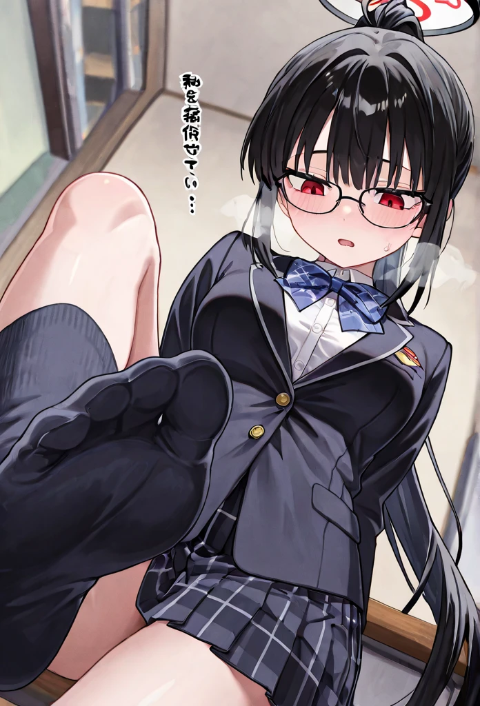 (Unity 8K Wall Pace),(Highest quality),(High resolution),(Very detailed),(Perfect Anatomy),(Beautiful attention to detail),(Very detailedベニス),(masterpiece, Highest quality), Browsing Caution,(1man,1girl), BREAK Japan,Girl,,(Not cute),wavy mouth,Black Hair,(pixie cut),short hear,Glasses,Japanese ,Navy Blue Blazer,Pleated skirt,White socks,Sit in front of the audience,Staring at the audience,(hand job:1.5),Grab your penis, BREAK Small penis,(Viewer's penis),Realistic penis