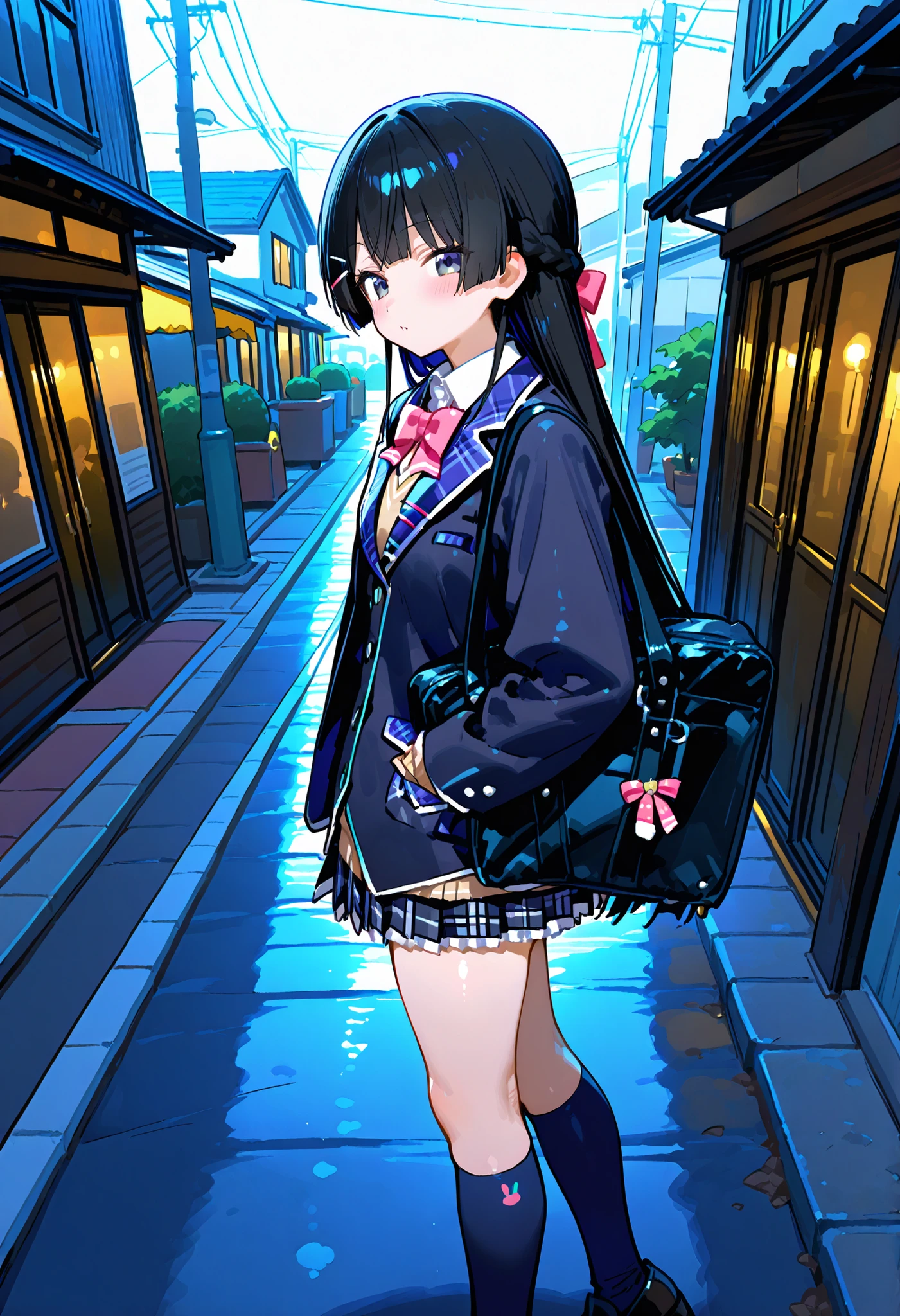 748cmstyle。Tsukino Mito (Nijisanji)、jacket。rough fashion。Around town。sideways。walk