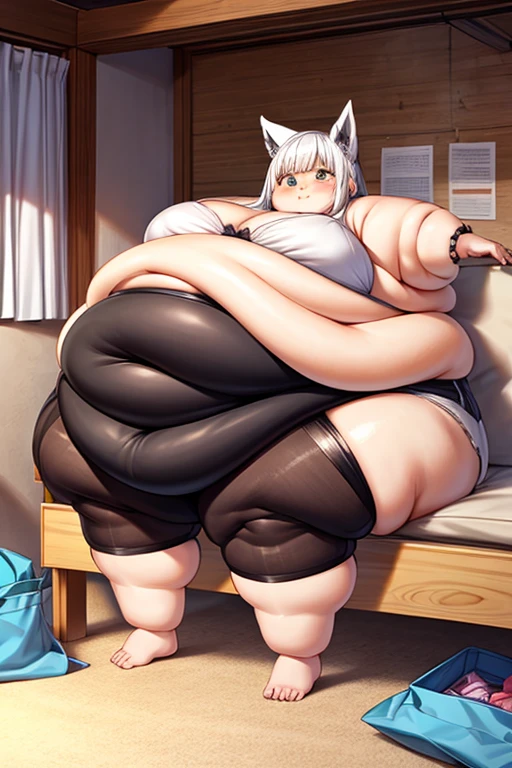 w_arknights, wide hips, torn clothes, massive hips, tank top, massive cleavage, demonic tail, spaceship, hi tech room