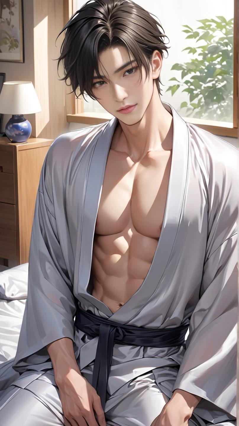 1boy, adult, handsome, perfect face, detailed eyes and face, clean shaved, muscular, capturing a rural atmosphere, dynamic lighting, unreal engine 5, hd picture, satoru gojo, white hair, short hair ,hair between eyes ,blue eyes