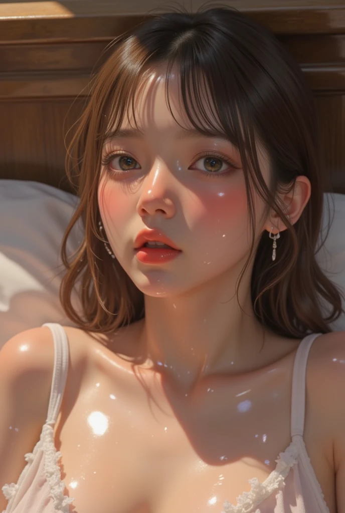 there are 2 nude women standing next to each other, highly detailed surreal vfx, inspired by Peter Lindbergh, desaturated , inspired by Nikola Avramov, detailed and beautiful faces,nude ,sweating , covered in cum , grabbed