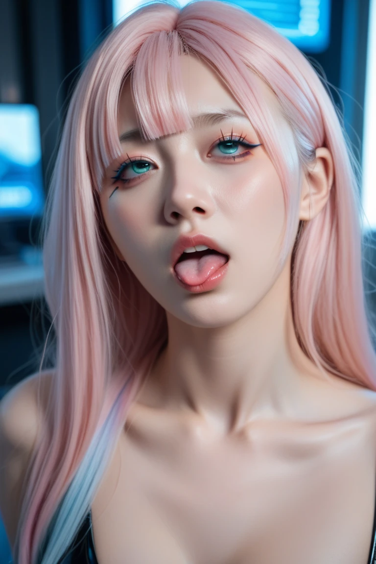 8K, Ultra High Definition, Super detailed, Shiny detailed hair, detailed face, fantasy landscape, solo, looking at viewer, {{best quality}}, {{masterpiece}}, {{ultra-detailed}}, {detailed light}, ultra high quality eyes, detailed eyes, perfect eyes, large eyes, detailed pink eyes, pink hair, long hair, beautiful, skinny body, white skin, slutty, erotic, Anal Dildo LORA 1.0, ((nsfw))