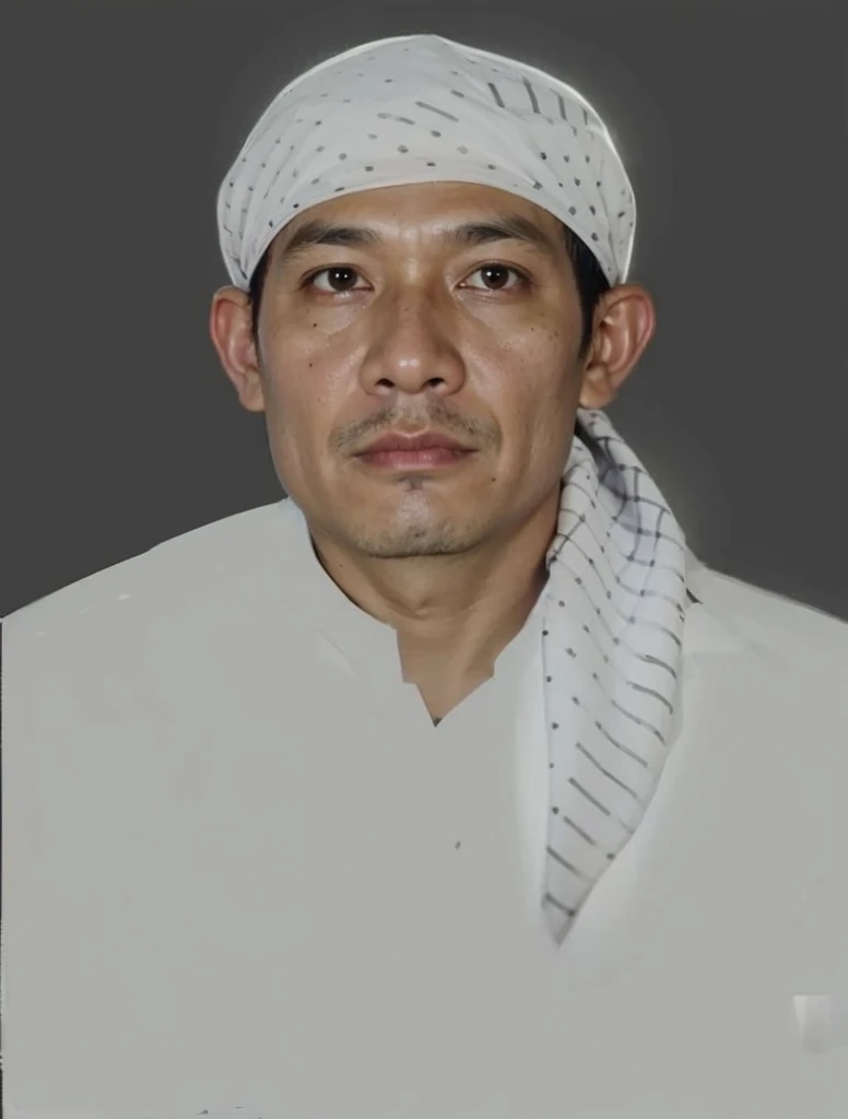 Make this photo look very realistic and detailed, arafed man with a black hat and mustache in a white shirt, 4 0 years old man, an indonesia, photo of a man, a photo of a man, full protrait, portrait image, portrait shot, very detailed potrait, realistic portrait photo, profile portrait, very detailed face, very realistic face, very perfected face, very detailed clothes, very realistic clothes, very perfected clothes.