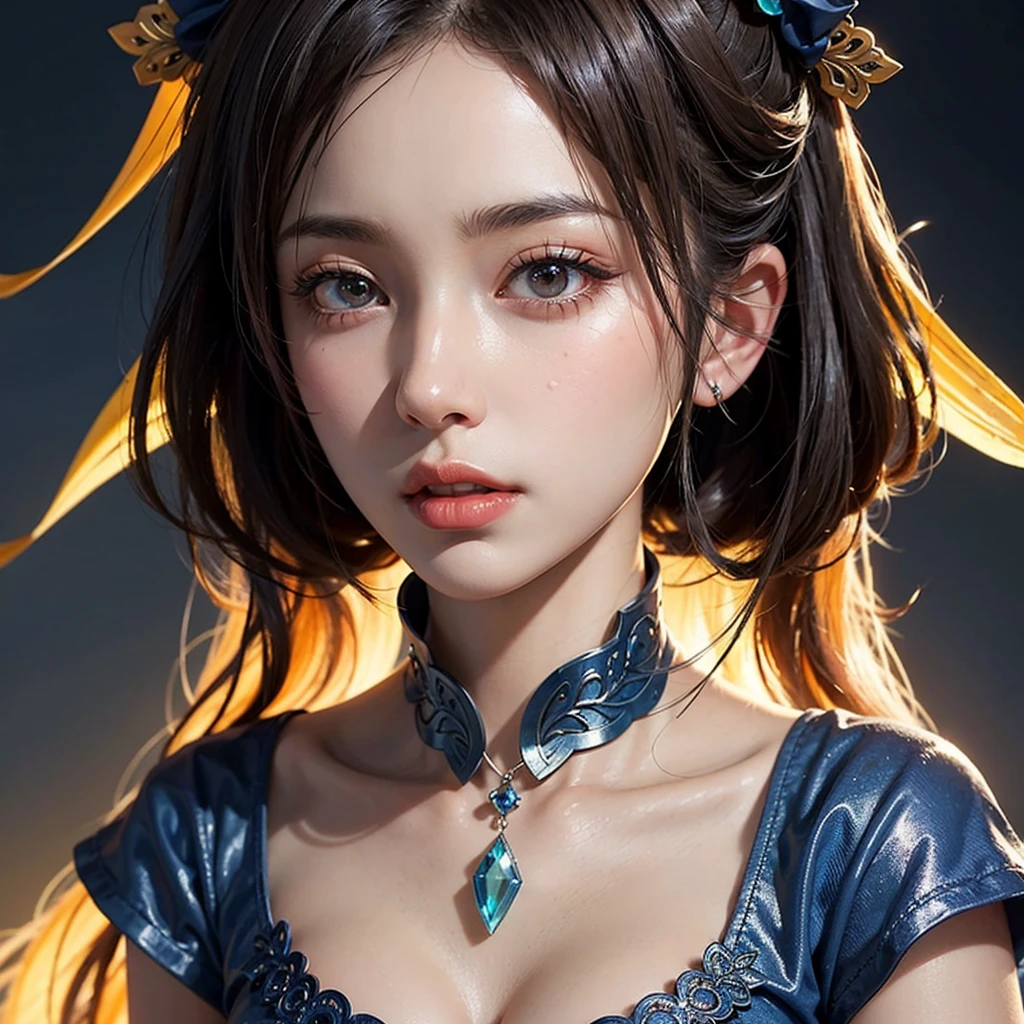 charming, ultra-detailed, illustration, complicated, detailed, extremely detailed, detailed face, Soft Lighting, Soft Light, Soft Focus, Perfect face, beautiful, Accurate anatomy, Overexposure, 8K, 4K, (high resolution:1.1), best quality, (masterpiece:1.3), 1 girl, solitary, Jewelry, Brown eyes, Looking at the audience, earrings, White hair, Bangs, necklace, Residence, portrait, watch, Hair accessories, Simple background, Gray background, Long hair, Headrest, Lips, hair bow, black necklace, bow, eyelash