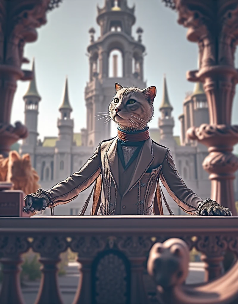 masterpiece, Best quality, (Extremely Exquisite CG Unity 8K Wallpaper), (Best quality), (Best Illustration), (best shade), Tall Palace, The cat butler has always been the guardian of the palace.
