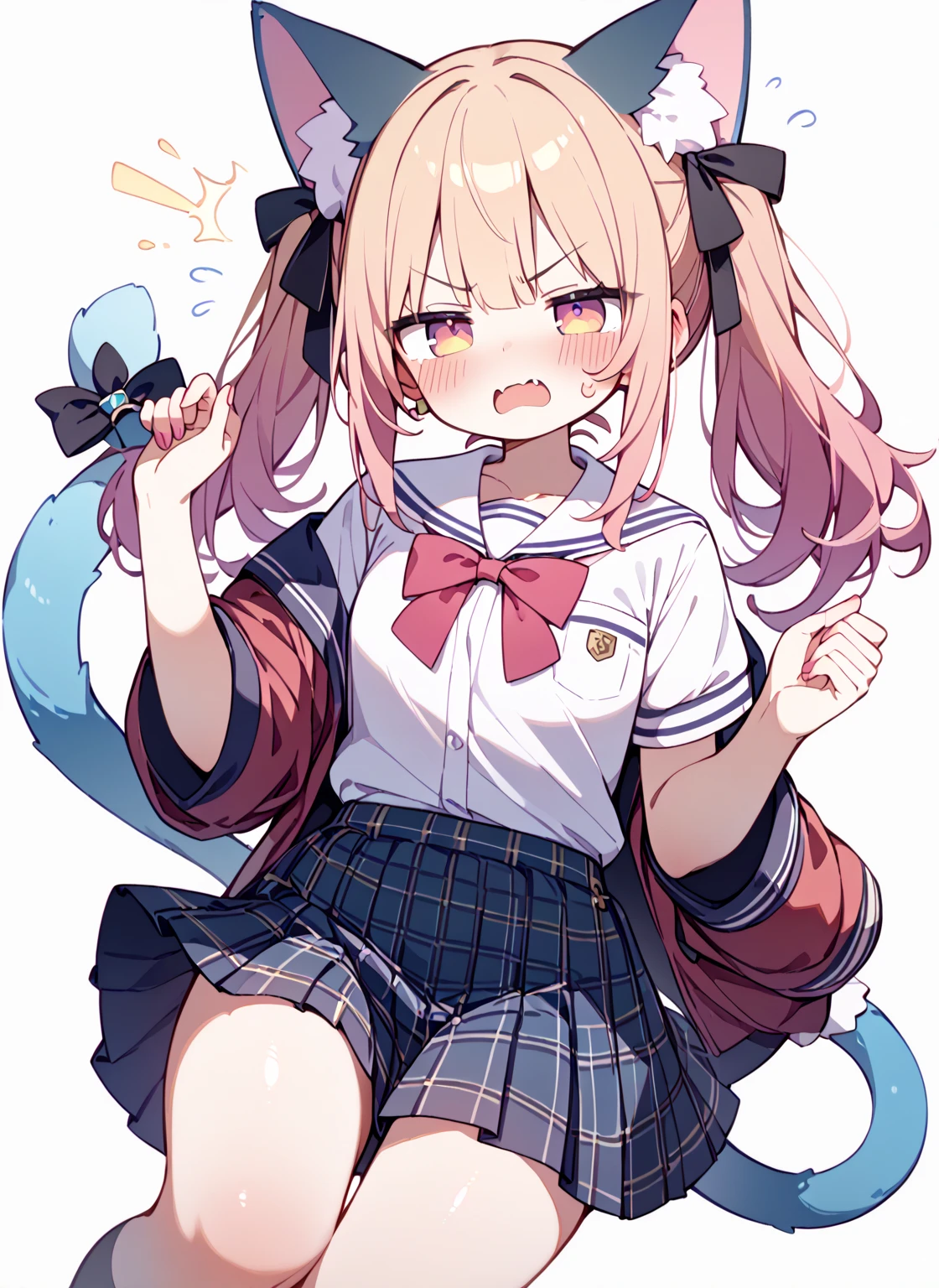 Pull hard、Tug of war、rope、Pink Hair Woman, twin tails twin drill,