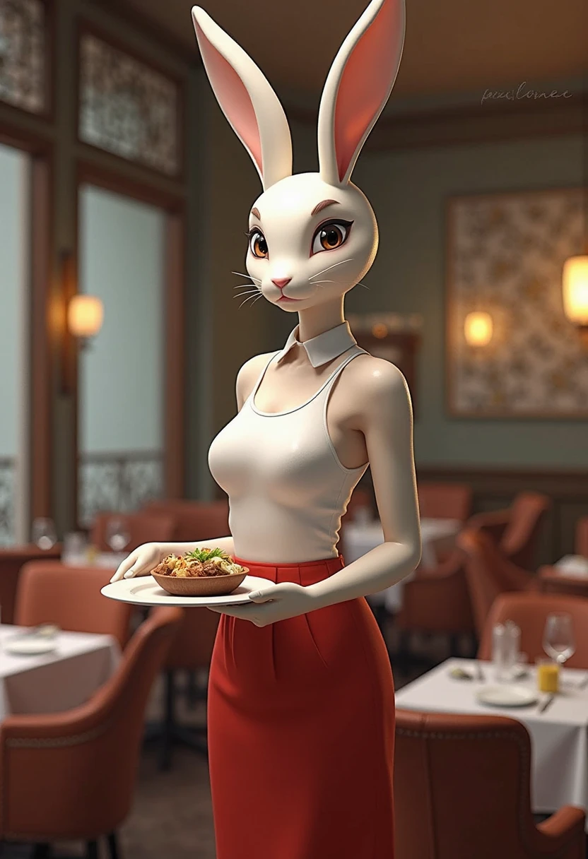 judyhopps, purple eyes, rabbit, rabbit ears, rabbit girl, (((black skirt suit))), (((tuxedo))), (((three-piece suit))), (((dress shirt))), (((black bowtie))), (((black blazer))), (((dinner jacket))), ((waistcoat)), double-breasted waistcoat, (((satin bodycon miniskirt))), pocket square, cufflinks, makeup, eyeshadow, mascara, eyeliner, sultry, blowjob, fellatio, deepthroat, facefuck, oral sex, high heels, cum on face, male tiger, size difference, short, squatting, bukkake, multiple penises, blowbang, cum covered, messy, cum on clothes, smile