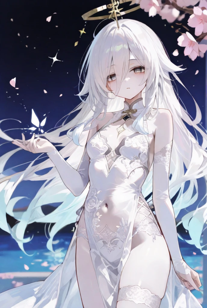 Transparent and noble pure white lace open camisole(nsfw)