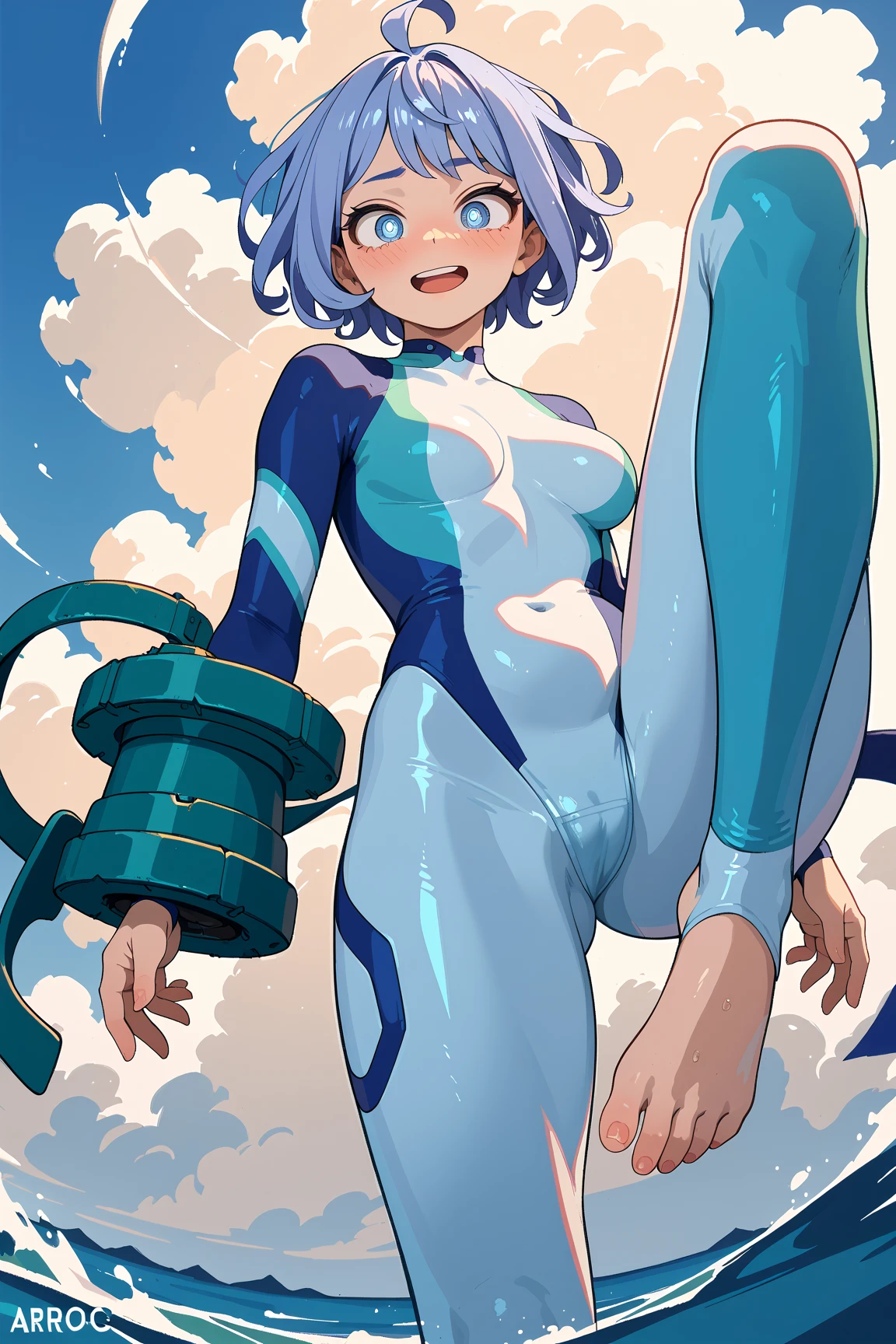 1 girl, aqua colored eyes, neutral expression, full body, straight fringe, bald, bra, panties