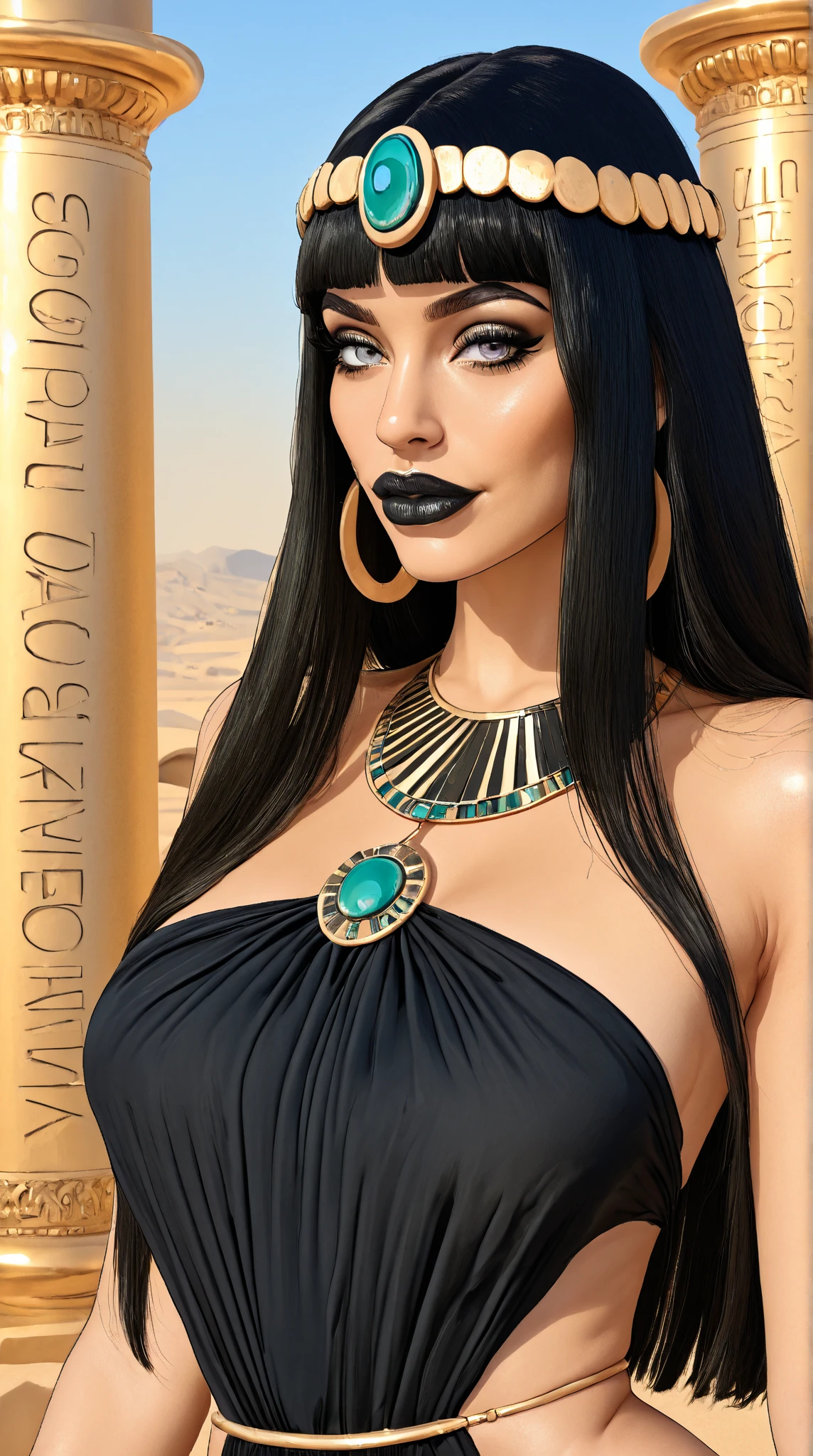 ((side profile)), ((full body view:1.4)), ((masterpiece)),(((best quality))), ((egyptian empress, mature face)), ((middle eastern eyes:1.4)), ((golden gown)), (((septum piercing)), defined cheekbones, high cheekbones, illustration, ((muscular:1.3)), ((gold:1.4)), sexy bimbo, (gigantic breasts:1.7) ((long Egyptian headpiece)), black hair, ((detailed face:1.4)) beautiful woman, (egyptian:1.4), colored skin, (black skin:1.4) , (red lipstick:1.4), shiny skin, ((skindentation)), (black skin), scribbles and marks,(puffy lips:1.4) , (temple: 1.5), ( at night: 1.5), rough sketches, pose, 8k,16k, ( background, white background: 1.3) ((warm color palette)), ((future model aesthetic))