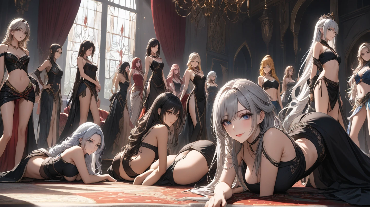 Harem, harem de luxo, harem de coxas grossas, harem de sundress, cabelos pretos, maquiagem