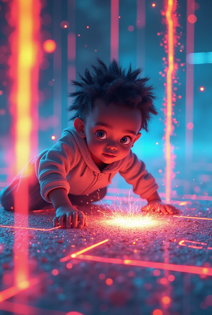 Close up shot of ((happy Black children, their youthful joy radiating, dressed in vibrant neon-lit clothing, perfectly contrasting against their dark skin)), ((a stunning, highly detailed image)), suspended gracefully atop floating, colossal neon-lit jellyfish, in the expansive expanse of outer space. Surrounding them, a dazzling array of vibrant neon-lit coral reefs pulse with life, their colors gleaming brightly under the piercing light that filters through the cosmic darkness, creating a breathtakingly cinematic spectacle. The scene is captured in ultra-HD, featuring hyper-realistic images that showcase every detail,