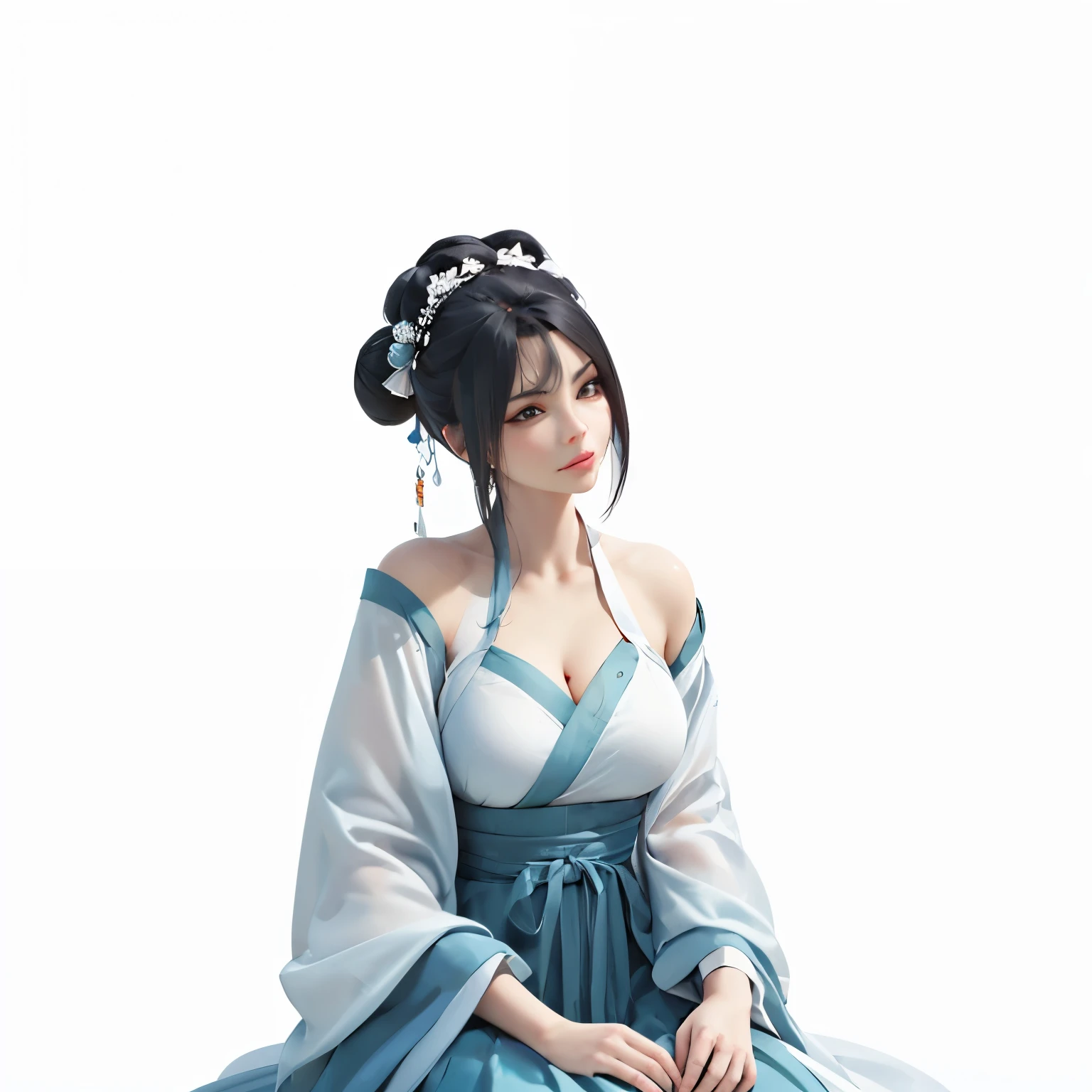 Front view of a woman，Extra large cup， are perfectly detailed，has exquisite facial features， Clothes are exquisite ， Game Character Design ，3D Rendering