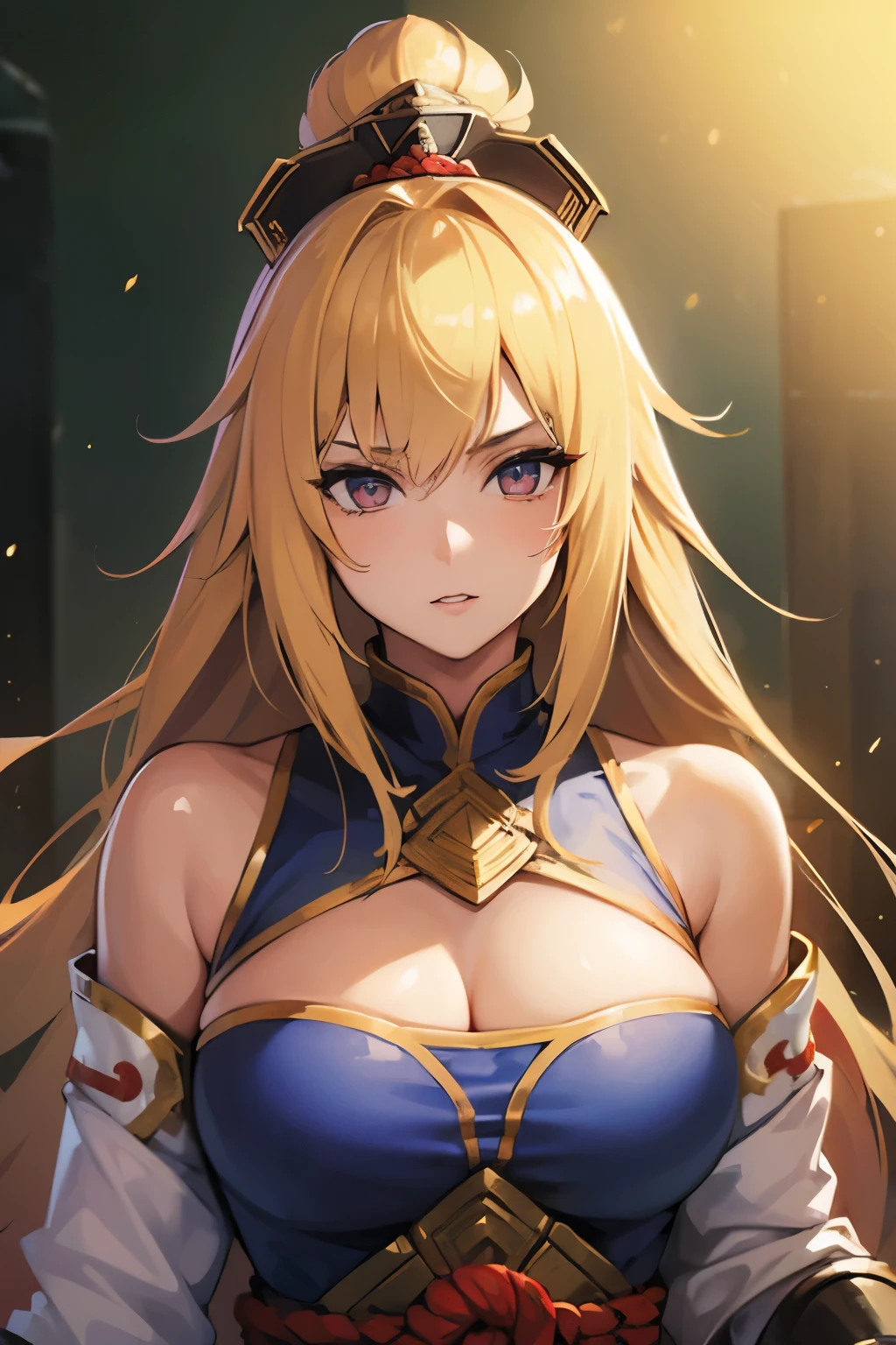 Masterpiece++, Best quality++, Ultra-definition++, Ultra-definition++, 4k++, 8k++, (background focus)++, highly detailed, ((colosseum))++, ((((centaur)))) ++++, ((big muscular mature woman))++, ((centaur in armor))++, ((wild mature woman)), (lance), (with lance)+, ( (battle stance))++, (brown horse ears and brown horse long tail), (((breastplate armor)))+++, (steel armor) (wearing armor)++ , ((upper body is female, lower body is horse))++, (super shiny hair and skin), (golden hair)), (blue eyes)+, white skin, long hair, (bangs slanted Drooping), (sunlight), (holding a huge lance) +, ((beautiful)), (huge breasts_body: 1.5), (huge breasts_breasts: 1.5), (((muscular muscles with clearly visible abs and muscles) girl))++, cleavage, lively, cleansing shave, firm abs, muscular thighs, inappropriate smile, perfect eyes, perfect hands, perfect nose, blonde hair, (wet body), rough atmosphere, (wet effect)+, (light effect), (cinematic light)+, (light cinematic)+