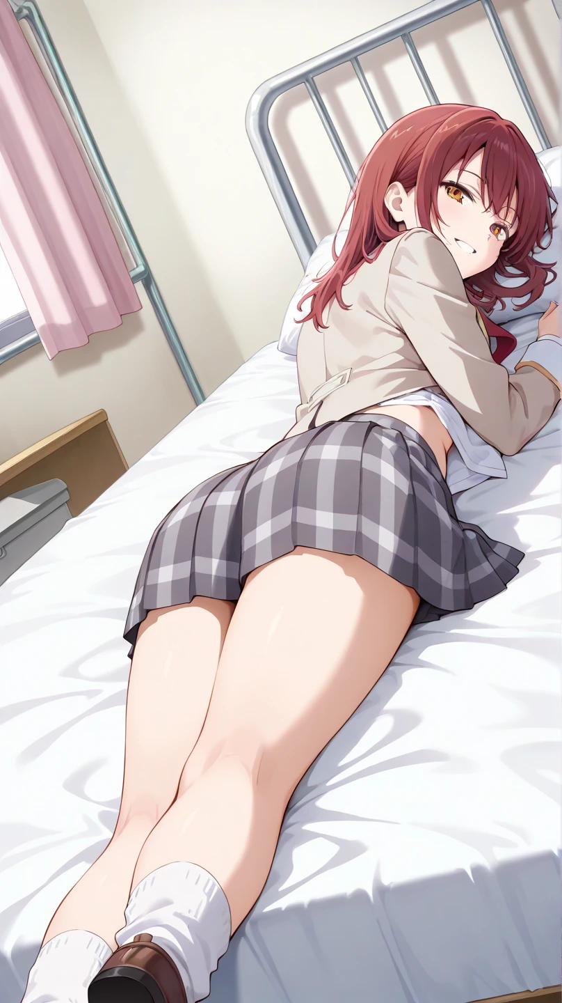 anime girl laying in bed with her legs crossed, Seductive Anime Girl, lyin in bed, Makoto, (Anime Girl), lyin in bed, Cute anime girl, charming anime girls, at pixiv, Lying in bed, lying on one's side on bed, anime moe art style, Posing in bed, Anime Best Girl, sitting on a bed, Sitting on the bed