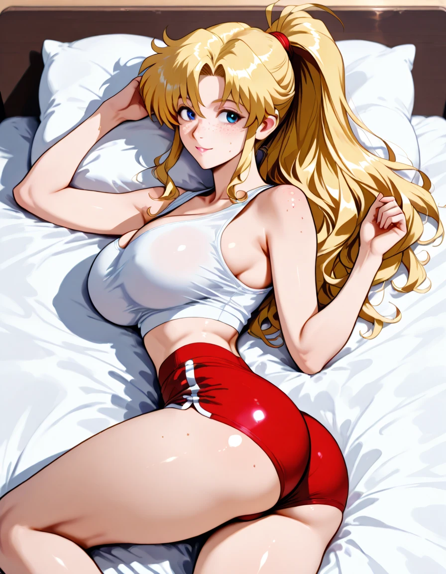 {{Masterpiece 1.3}},{Write in detail and carefully1.3},Official Art,Beautiful adult woman,Jannu d'Arc,Long blonde braids,Large Breasts,Erotic Seduction:2.0,School Swimsuit,Embarrassing,Seduce in sexy poses,On the bed