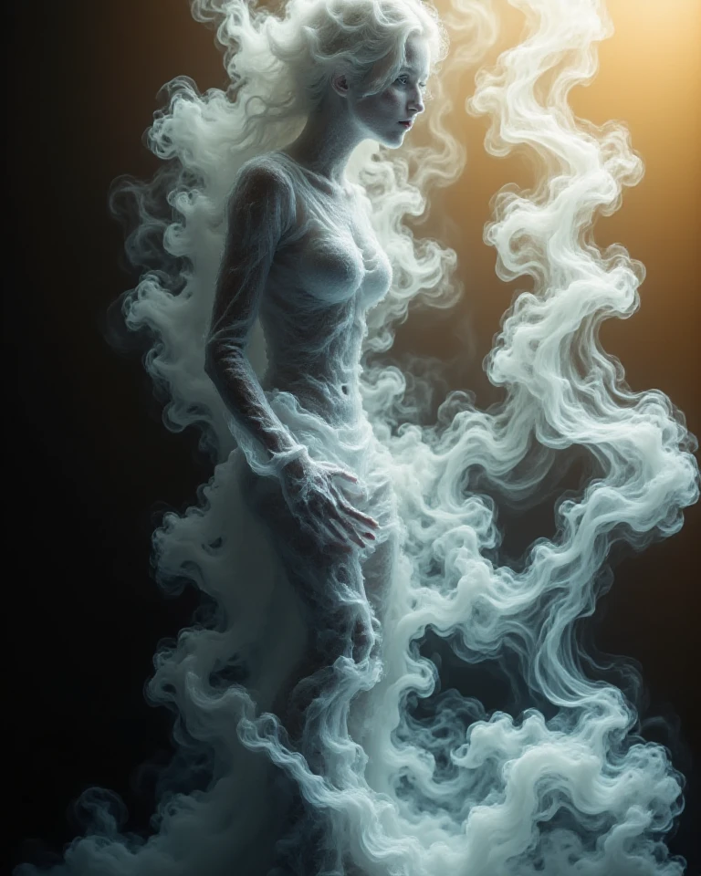sexy bioengineered female anthropomorphic smoke elemental lounging on a dais, organic bioluminescent patterns, partially opaque, full body, crystals, hauntingly beautiful, hyperrealistic, ultra resolution, professional photo, John Berkey Style page <lora:add-detail-xl:1.0>  <lora:xl_more_art-full_v1:0.4>   <lora:John Berkey Style:0.4>