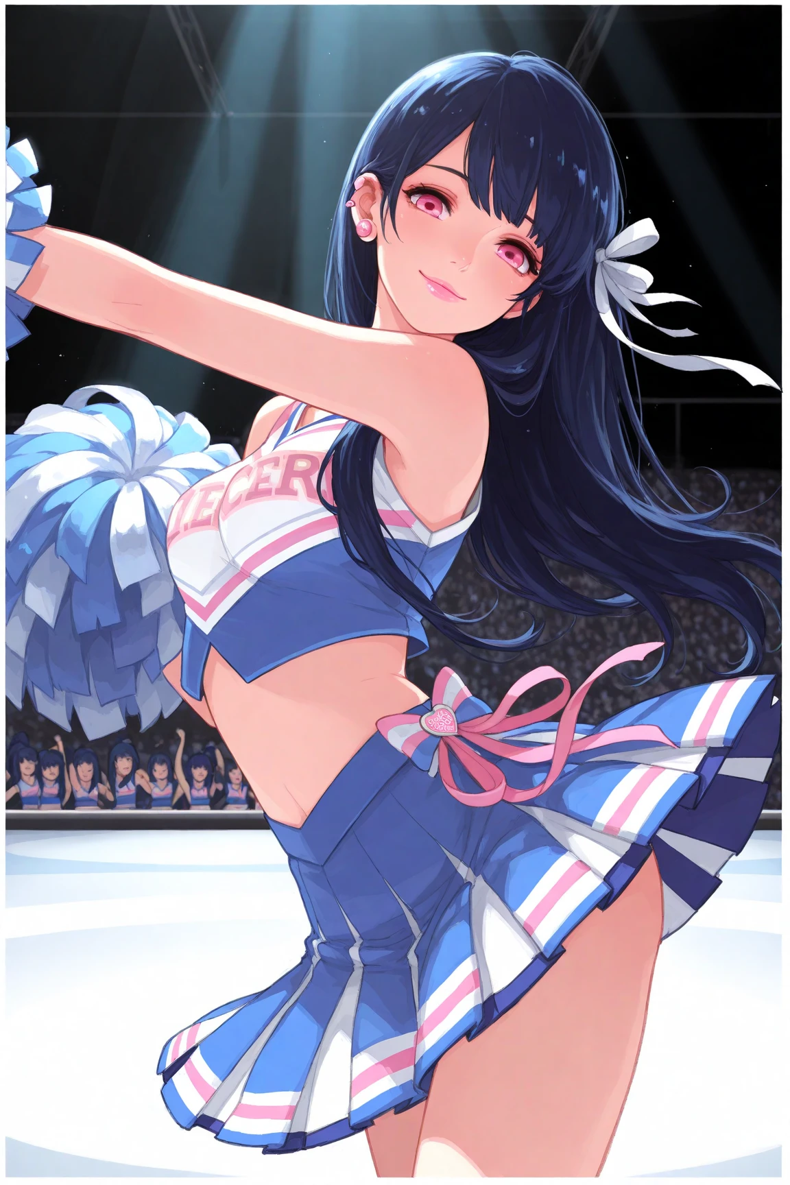 ((Highest quality)), ((masterpiece)), (detailed), （Perfect Face）、The woman is Reika Aoki with semi-long hair、The woman is a member of the North Korean Joy Squad and is performing a dance in a Joy Squad dance costume.