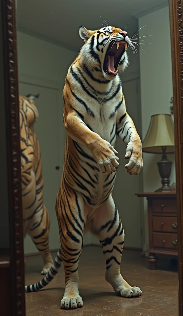 Un tigre comiendo trigo mientras baila bachata con un cangrejo