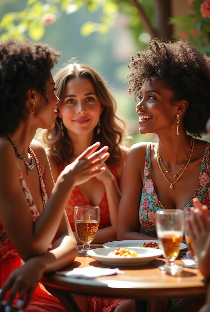 restaurant africain, sourire, manger, des gens qui sourient, boire, groupe d'ami