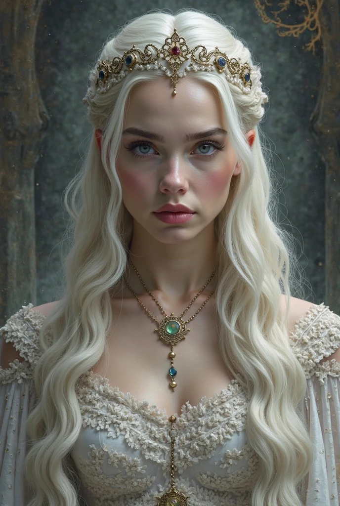 Rasil Style, Furry , Albino women, The upper part of the body、Perfect face with soft skin and nice perfect face, concept art portrait by greg rutkowski, ArtGerm, hyperdetailed intricately detailed gothic art trending on artstation triadic colors, Fantastical, intricate detailes, Splash Screen, Complementary color scheme, Fantasy concept art, 8K resolution, gothic deviantart masterpiece, Oil Painting, heavy strokes, No nudity