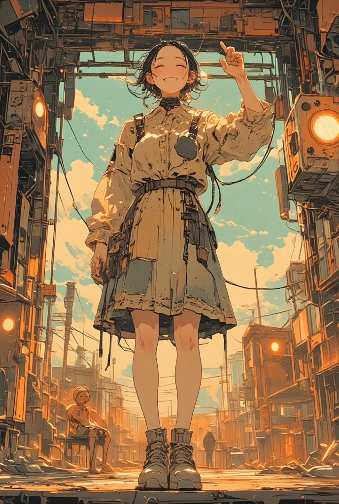 masterpiece、Detailed drawing、Detailed drawing、Smooth expression、Beautiful expression、Japanese Steampunk、Pretty Woman、Gears, clocks and piping、midday、steams、Vast space、high sky、High clouds、Balance of the whole body、zoomout、ink drops、Steampunk-style Japanese-style building、
