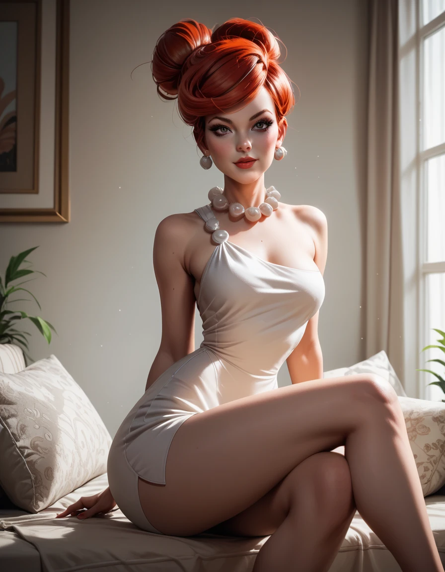 (looking at viewer:1.2)
(best quality, masterpiece, colorful, highest detailed) side view, sitting, (sensual:1.1), red-haired woman, in classic ballroom gown, luxurious fabric, opulent jewelry, satin gloves, elegant hairstyle, extravagant ballroom setting, (chandelier light:1.2), intricate gown details