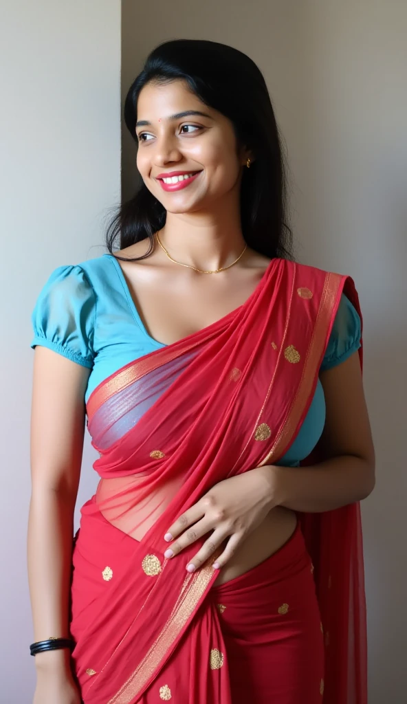 (front focus), (Gorgeous Indian curvy women), A beautiful Indian women (((wearing a blue kurta))), (((knee length blue kurta, blue laces kurta, net sleeve, skinny salwar))), deep neck, Indian outfits, beautiful suit, gorgeous looking, ultra detailed face, red lips, high quality picture, candid picture, ultra detailed face, Indian outfits, Indian traditional, elegant costumes, chubby women, ((good proportion)), seducing, realistic background, sexy pose, women, front focus, closeup,