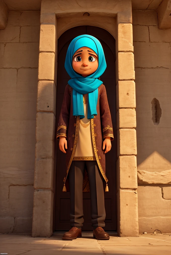 arabic 25 years oald women,covered head,modern Hijab wear,extremely detailed,walking,exceptional sharpness PIXAR style