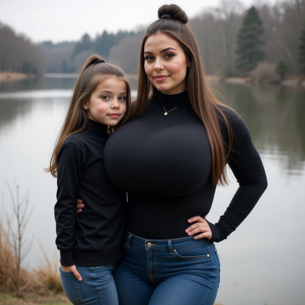 score_9, score_8_up, score_7_up, BREAK, rating_safe, tall curvy milf woman, huge hips, thicc body, beatiful face, gothic style, brown hair, detailed, sharp focus, flirtatious, seductive, choker, pleasant, seductive, smile, freckles, 85 mm, huge breasts, veiny breasts, hoodie, outdoor, garden, rare angle selfie, garden, nature, highly detailed, detailed skin, depth of field, film grain, highly detailed, detailed skin, depth of field, film grain BREAK, shota, shota hug, hug, woman and shota hug, size difference, age difference, realistic, small male shota, small shota, grab huge breasts woman, face on huge breasts, cleavage,