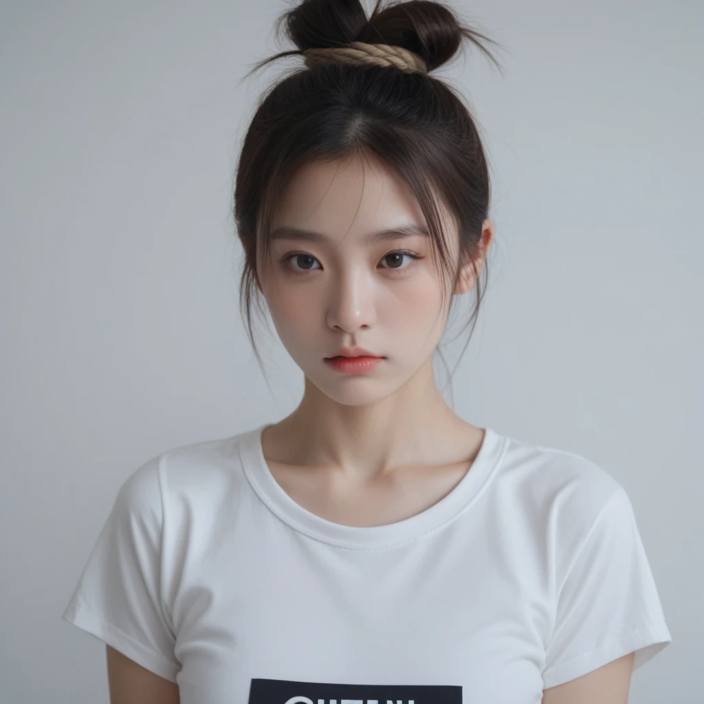 (masterpiece, best quality,:1.2), 1girl, (solo:1.3), upper body, white shirt, short sleeves, , (waifu, realistic, real life, exceptional, best aesthetic, new, newest, best quality, masterpiece:1.2), soft_lighting, soft_skin_tone, feminin_hair, (white background, simple background,:1.2),