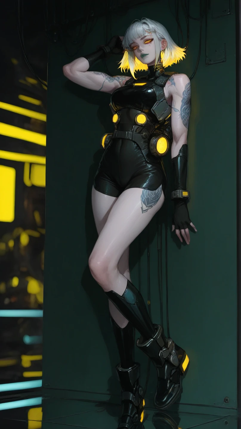 ((Create a syriptizer girl who dances with a pit.))_((In her free grace and plasticity, a sexy seductive body in a revealing swimsuit).(A large exotic snake _{python}_wraps around her body)(_((Night club, pole stage, spotlights, cyberpunk, industrial atmosphere.))_((She has short, red and blue hair, a stylish hairstyle.))_((She is wearing stunningly stylish Louboutins, her legs are slender and graceful, she is almost a young and mature girl.))_((High-quality images, artistic stylization, 3D animation - futurism, realism. A masterpiece.))