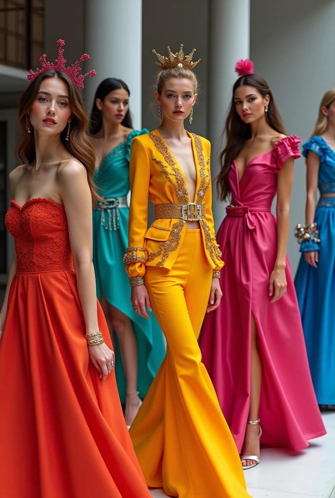 Heavy makeup,Thick opaque pantyhose,8K,Long legs,By bangs,waved hair,mature,rays of sunshine,ear studs,Superskirt,Stiletto heels,Three women together,Long-sleeved loose clothing