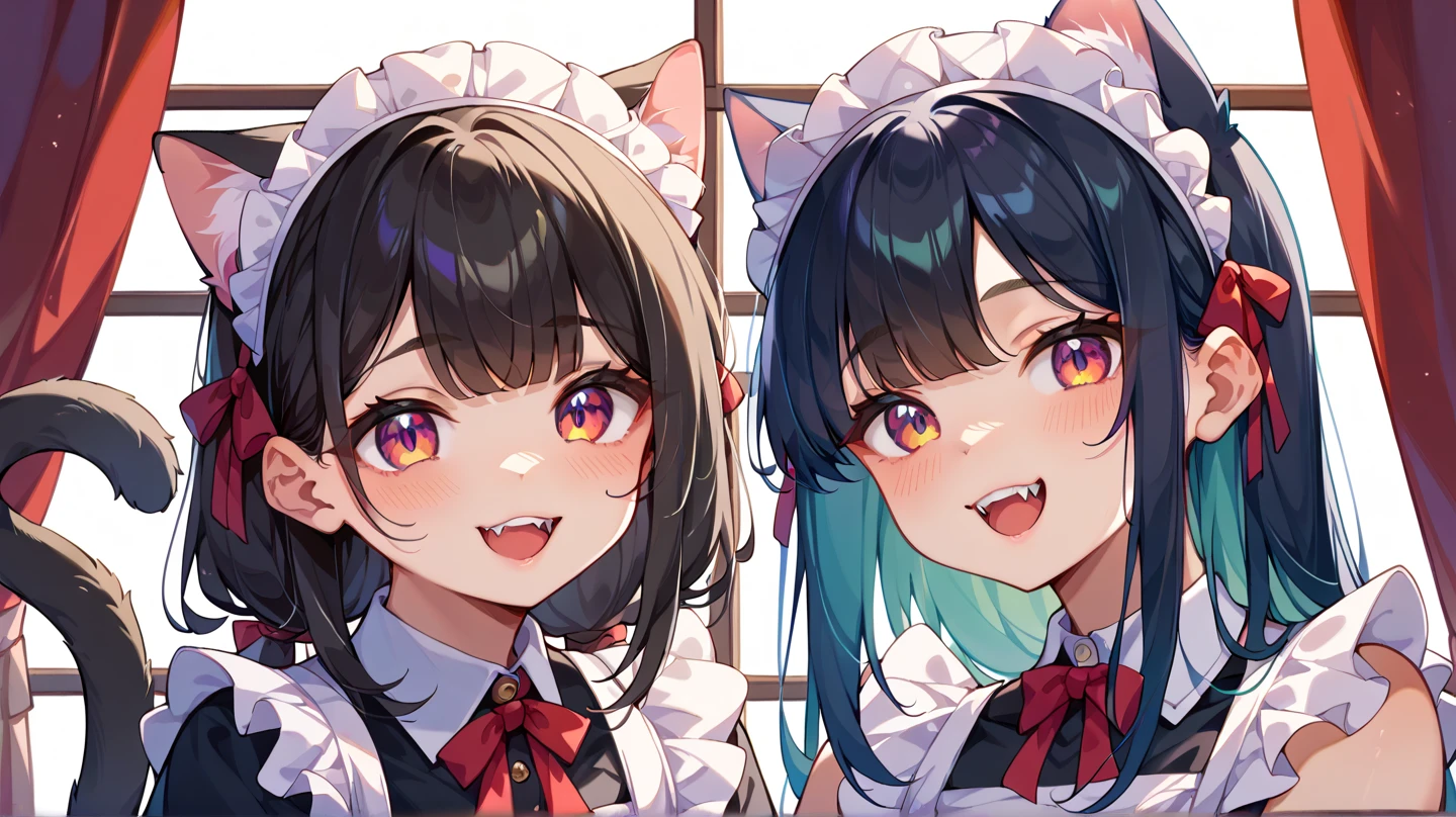 (masterpiece), best quality, absurdres, the face of a cute girl in a maid uniform with a pouting expresison, angry, neko, cat ears, maid, long brown hair, grey eyes, chibi, emoji, icon, white background, cute, 1girl, best quality, incredible detail, 4k, masterpiece, pout