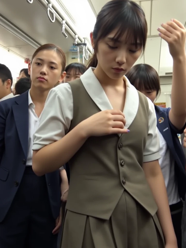 (8K、Raw photography、top-quality、masterpiece:1.2)、(realisitic、Photorealsitic:1.37)、ultra-detailliert、超A high resolution、Only one 14 year old girl、see the beholder、beautifull detailed face、A smile、There are dark spots under the eyes、lightly blushed face、Beautiful face、unclear、Constriction、(Slim waist:1.3)、Hair strands、Ribbons in the hair、(Very short hair:1.5)、Beautiful detailed skin、Skin Texture、floated hair、profetional lighting、Moist eyes、,NSFW,The pubic area is detailed、fullnude、Cute junior high school student、 Face like an idol、tiny chest、small tits、On the train、 Trem lotado、Being raped、molesting、Several men、(Having sex with an old man in a suit from below:1.8)、(Open your mouth wide and saliva drips from your tongue :1.5)、Side view、(((tmasterpiece))), ((best qualtiy)), ((intricate detailes)), ((超realisiticなリアリズム)), The nipple is visible、grnades breasts、Licking the nipples、Eyes open、(Open your mouth wide and stick your tongue out:1.5)、Shyness、surprised expression、anguished expression、The clitoris is visible、expand pussy、hold a man's cock in your hand、You can clearly see whose hands and feet belong to、
